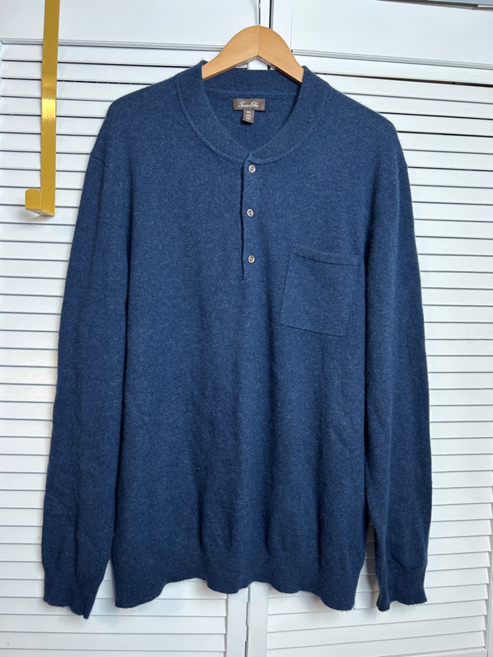 Tasso Elba Men’s Cashmere Henley Sweater; Size XXL Navy; (orig.$200)